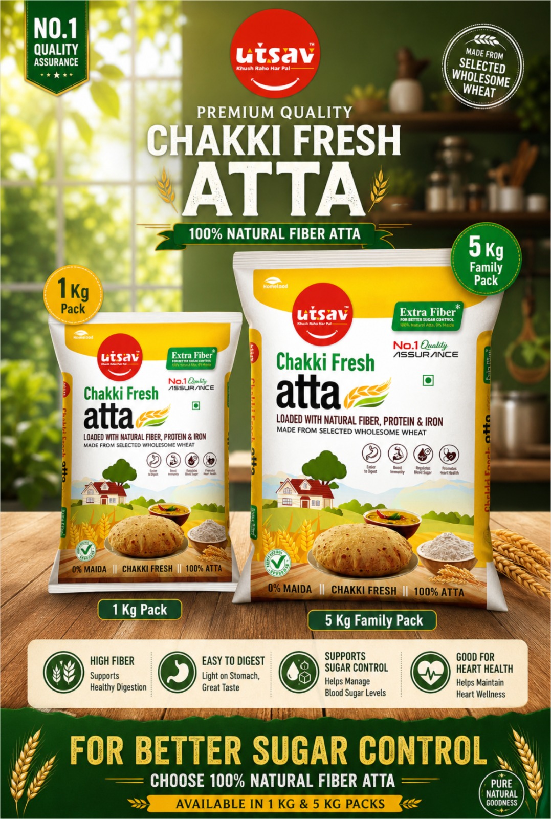 Utsav Chakki Fresh Atta 5 Kg